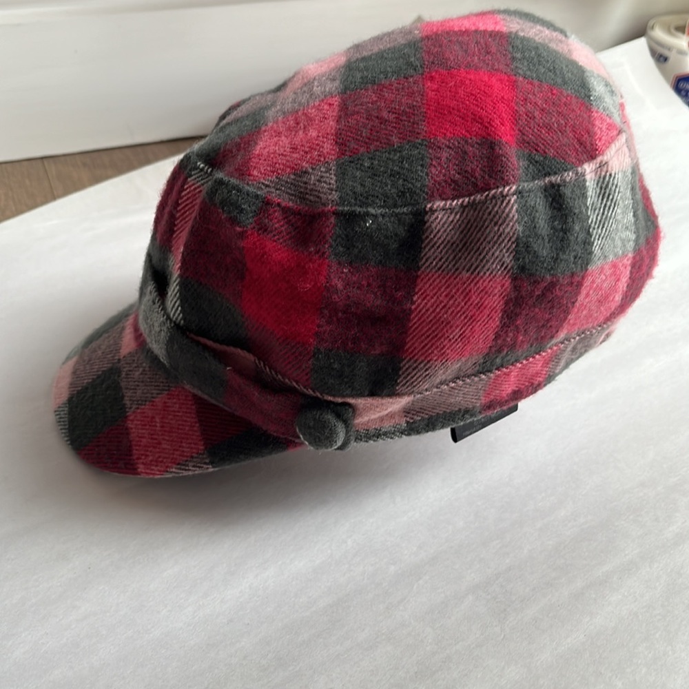 Y2k ADORABLE FLANNEL HAT Plaid Tartan Newsboy Hat D & Y Retro 90’s - Picture 4 of 6